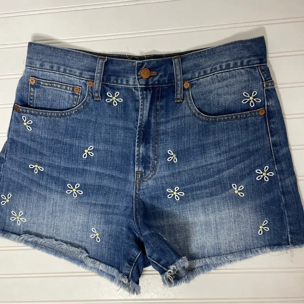 Madewell The Perfect Jean Short Embroidered Daisy Edition Womens 28 369 - Image 2