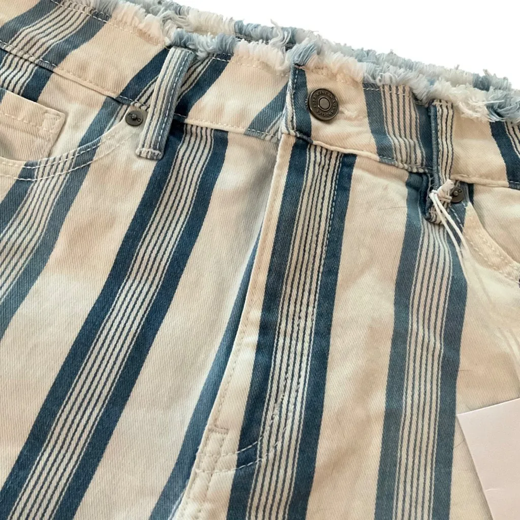 KanCan Blue & White Striped Frayed Hem Denim Shorts XL stretch 5 pocket y2k - Image 9