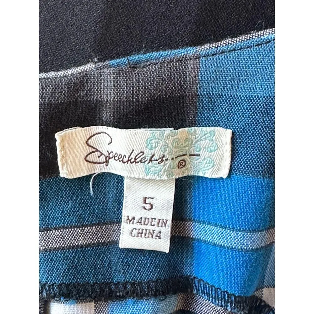 Speechless Dress Plaid Sleeveless Career Casual Blue Black White Size 5 - Image 3