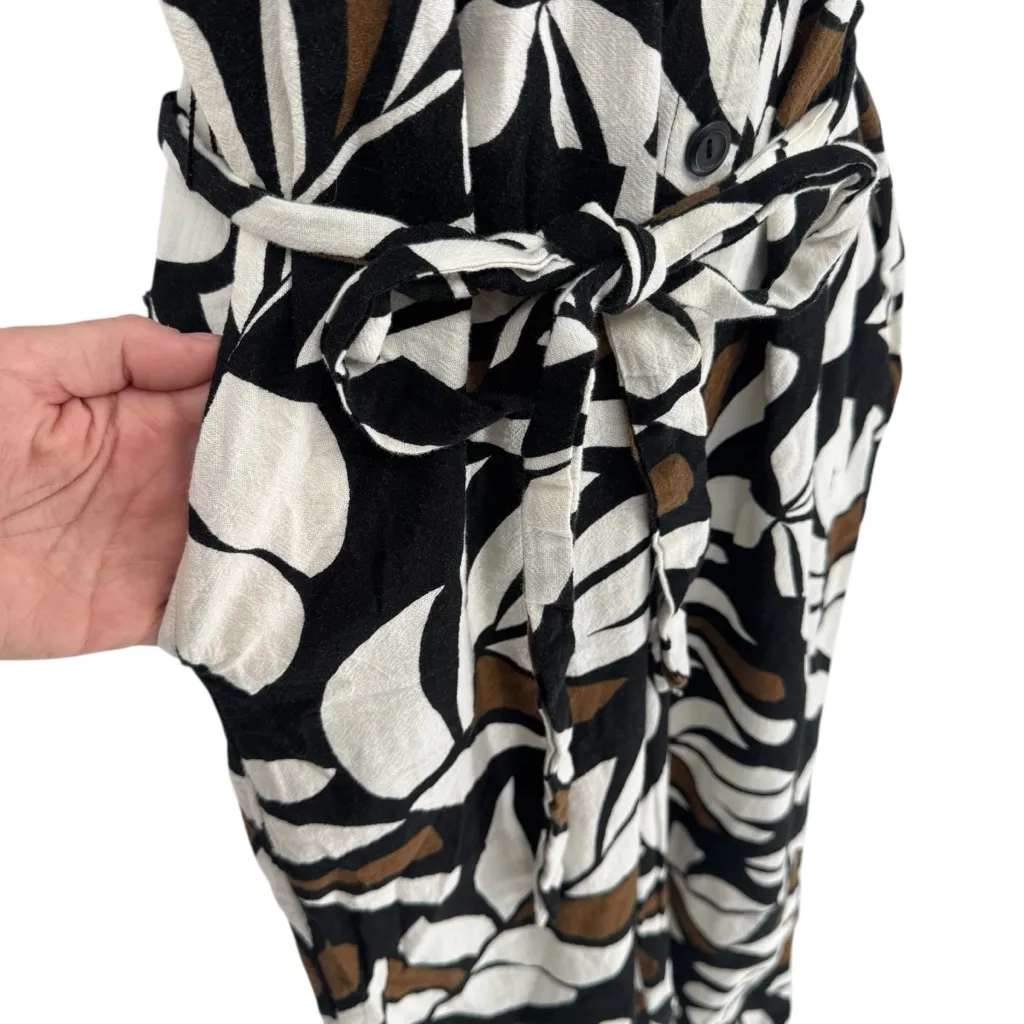 Tabitha Brown Target Black Brown White Tropical Leaf Print Jumpsuit Size Medium - Image 5