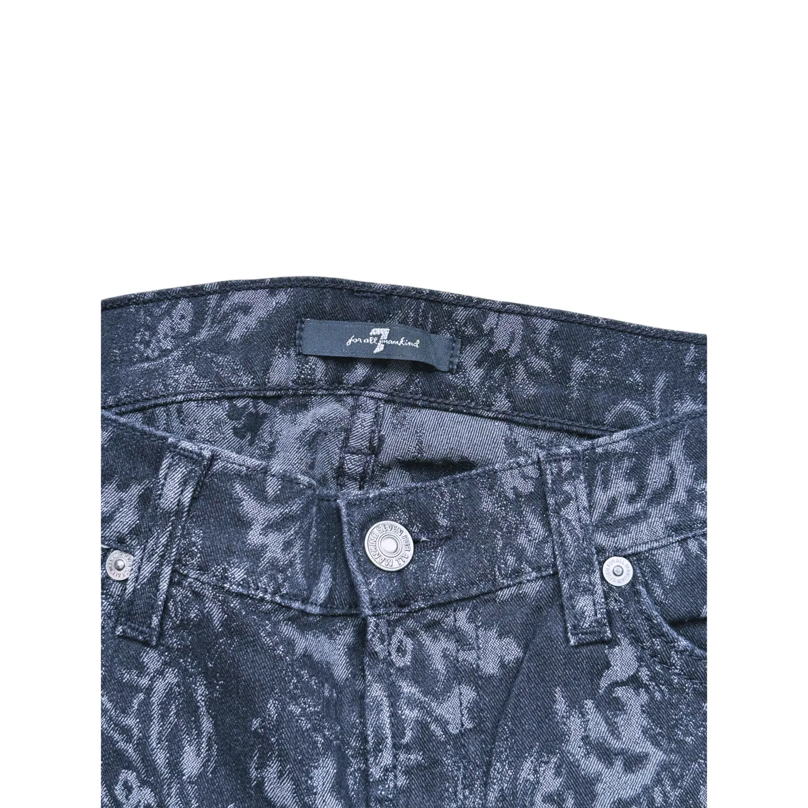 7 For All Mankind Whimsigoth Floral Print Skinny Jeans 26 Black Edgy Mobwife - Image 4