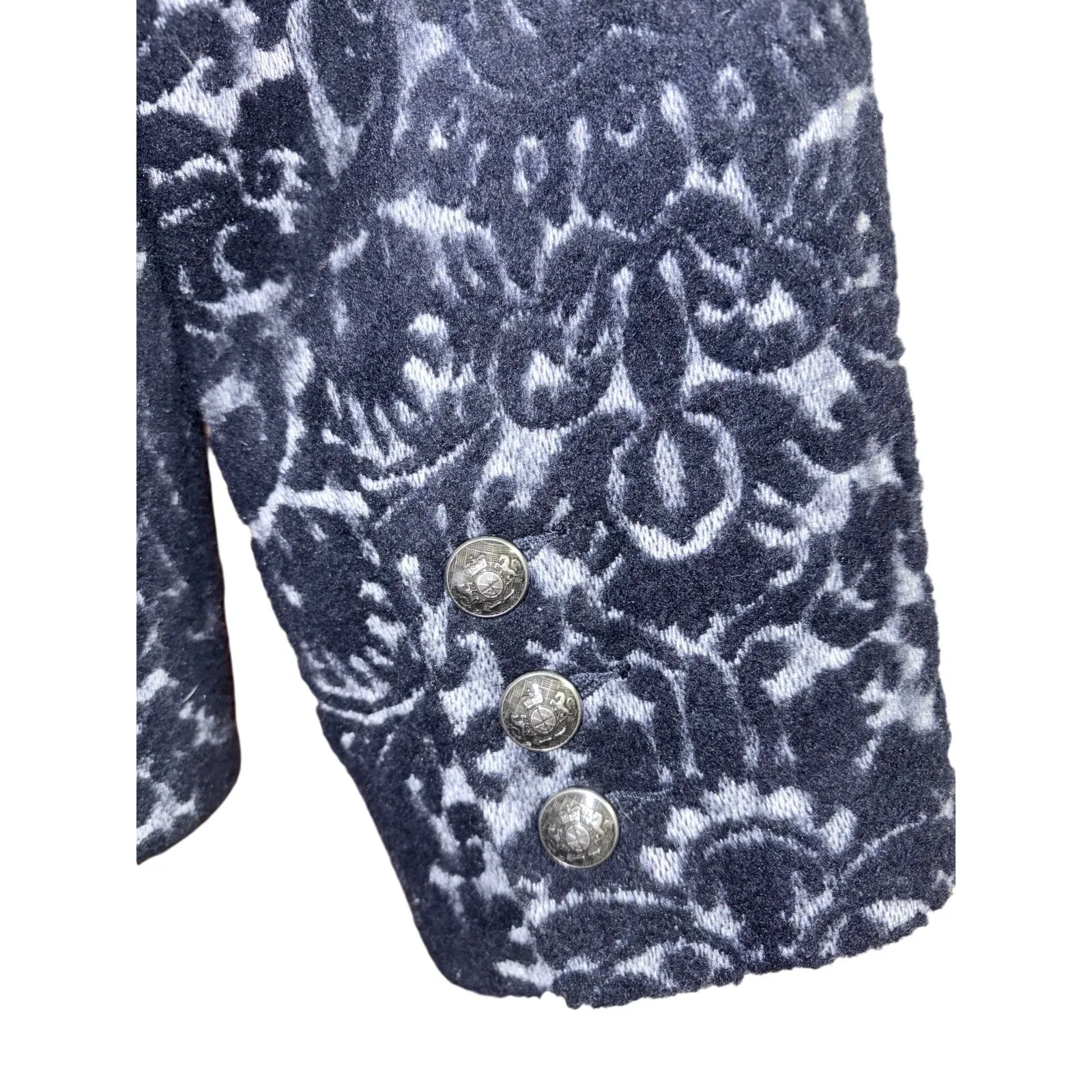 CAbi Jacquard Wool Blend Midnight Blue Damask Blazer size 8 - Image 5