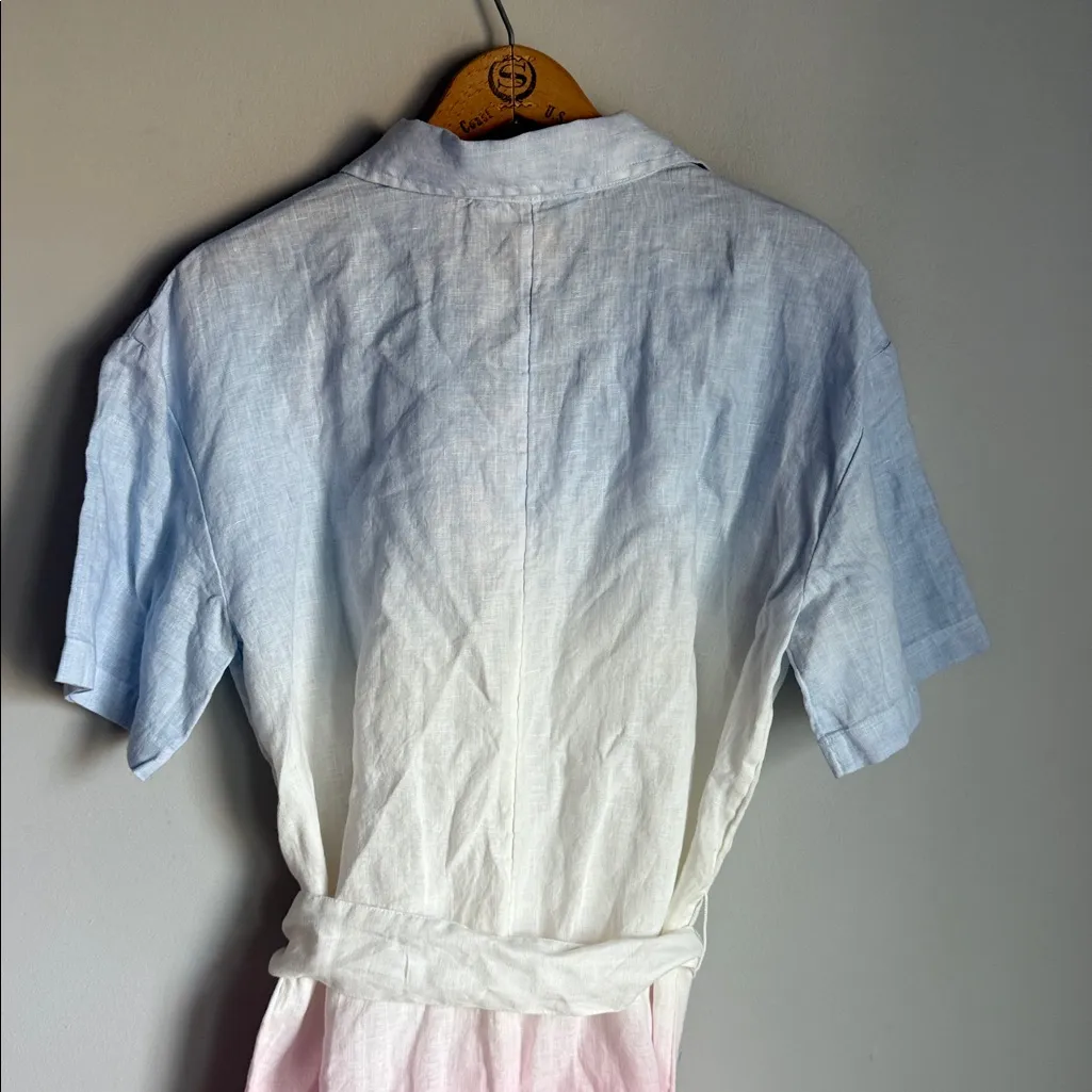 NEW Lilly Pulitzer DRESHER BUTTON DOWN ROMPER, CHAMBRAY TINT OMBRE DIP DYE 10 - Image 11