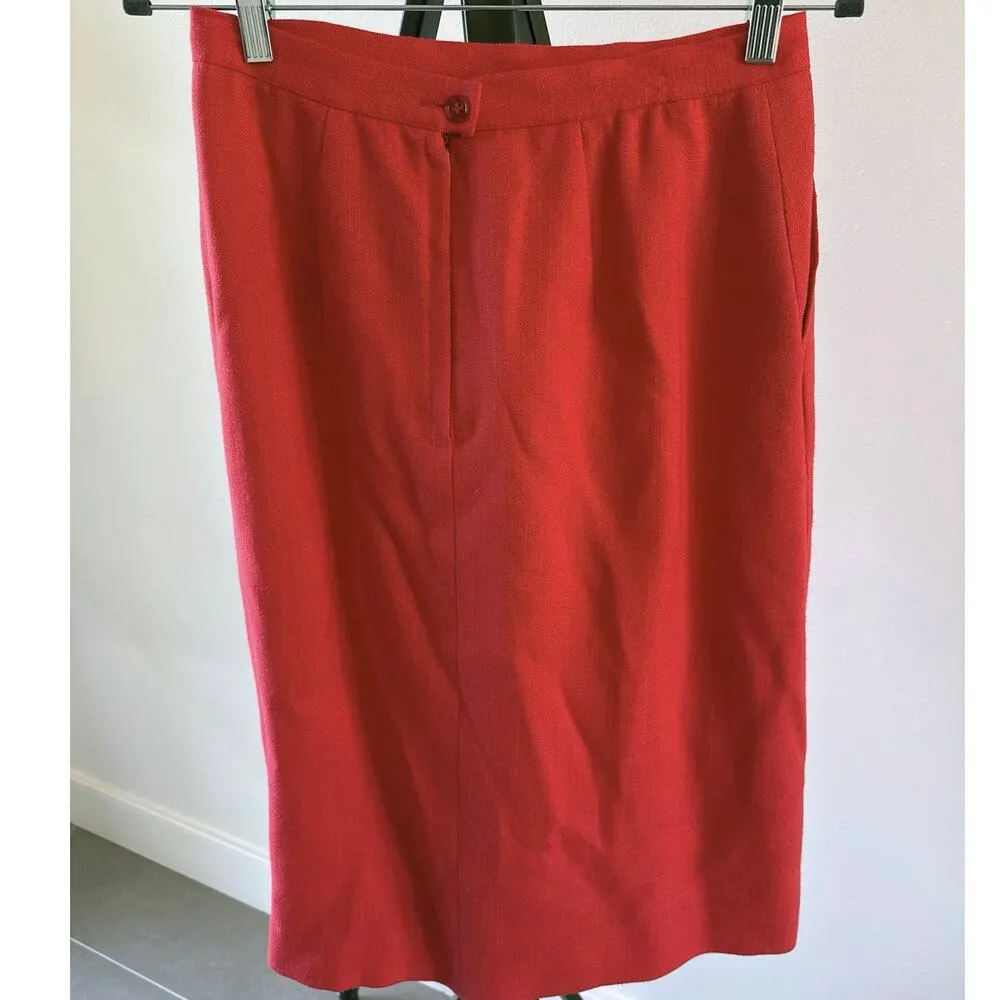 Vintage 2 Piece Cherry Red Blazer Skirt Size 11 12 1950 - Image 9