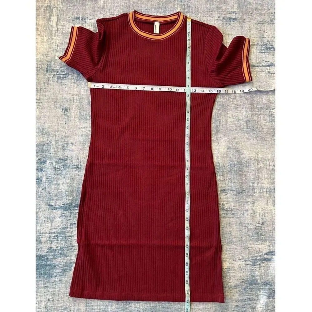 American Apparel Maroon Thick Ribbed Crew Neck Maroon Sporty Tee Dress Medium - Image 6
