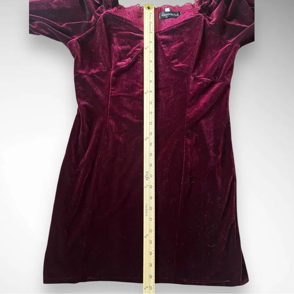 ROMANTIC HUT Women's Burgundy Velvet Long Sleeve Body Con Dress Medium‎ | EUC - Image 11