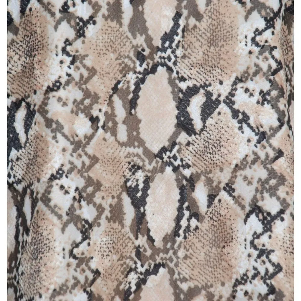 Preston & York V-Neck Snakeskin Top Blouse Shirt Size L Sheer 3/4 Sleeve Lined - Image 3