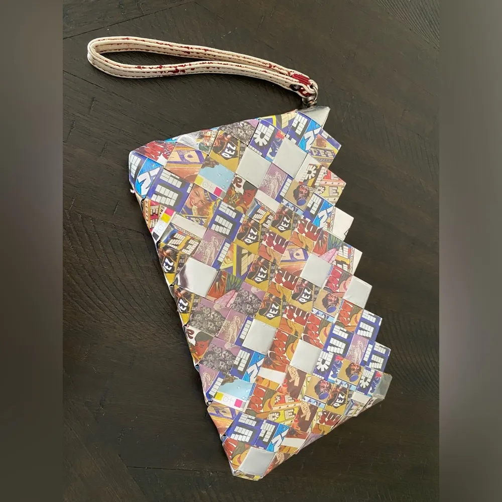 VTG 90s Nahui Ollin Multicolored Pez Arm Candy Clutch Wristlet Handbag Purse Yellow - Image 2