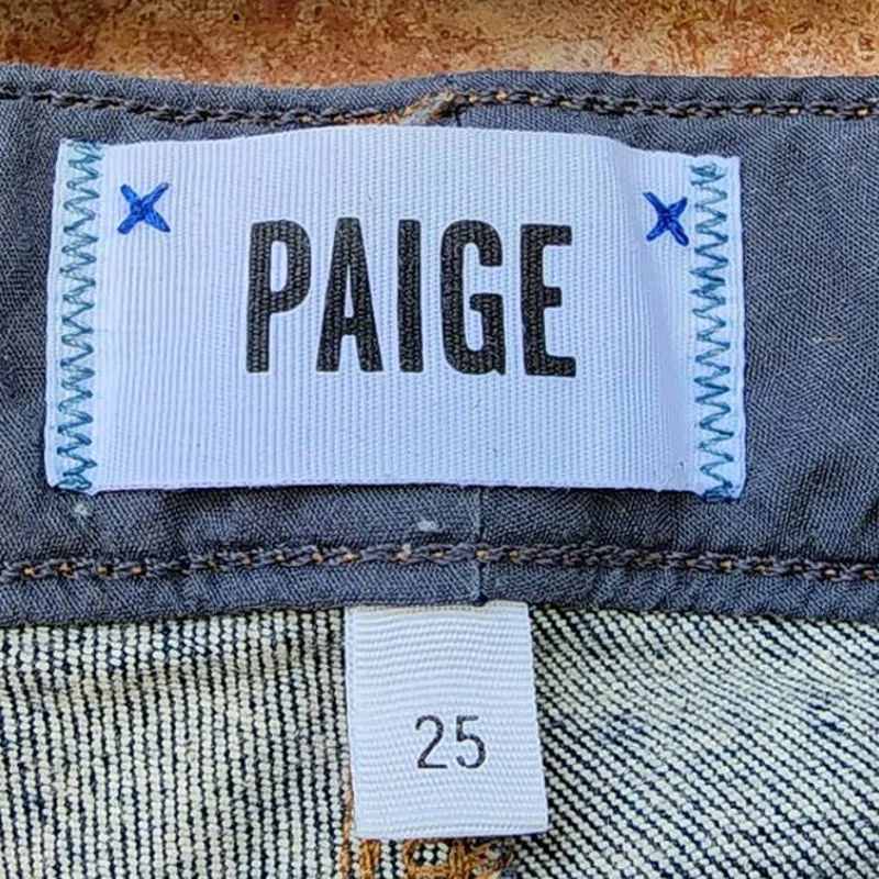 Paige Skyline Ankle Peg Raw Step Hem Mid-Rise Jeans Brookdale Size 25 - Image 3