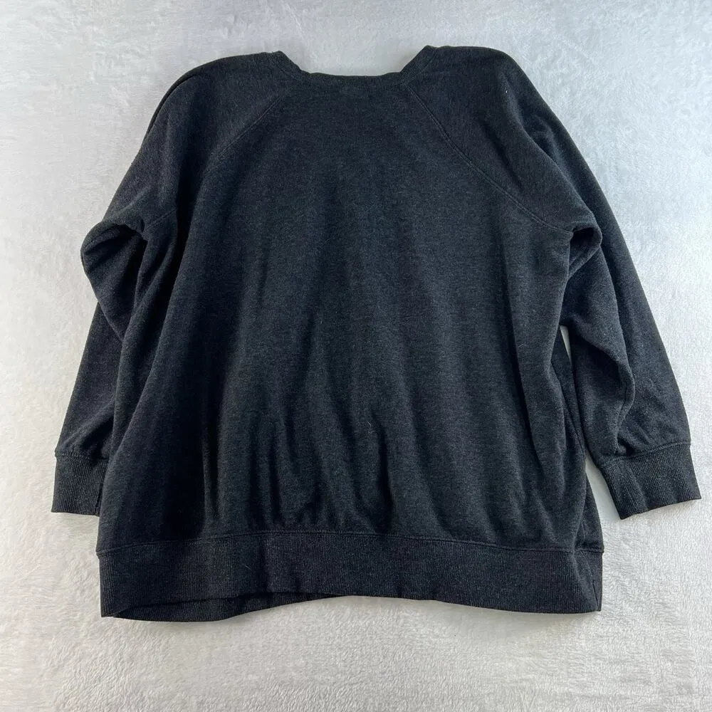 Torrid 1X Lips Hell Raiser Burnout Sweatshirt Grey Long Raglan Sleeve Crew Neck - Image 13