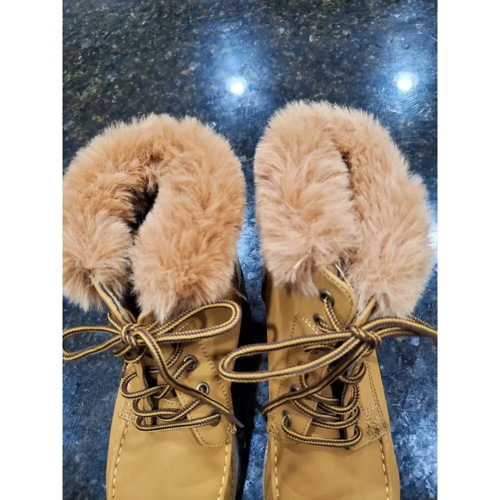 Belladia Women's Brown High Top Closed Toe Casual Fur Lace - Image 4