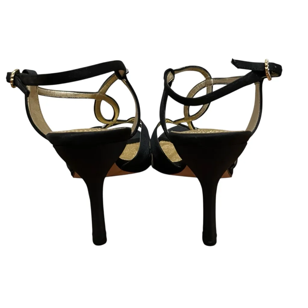 Nina Genius-LS Black Luster Rhinestone Strappy High Heel Sandals Women’s Size 10 - Image 9