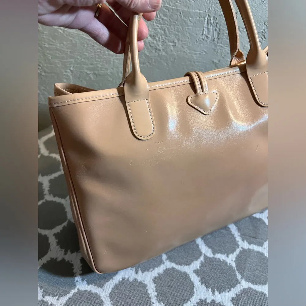 Longchamp Tan Leather Tote Bag with Structured Design - Image 12