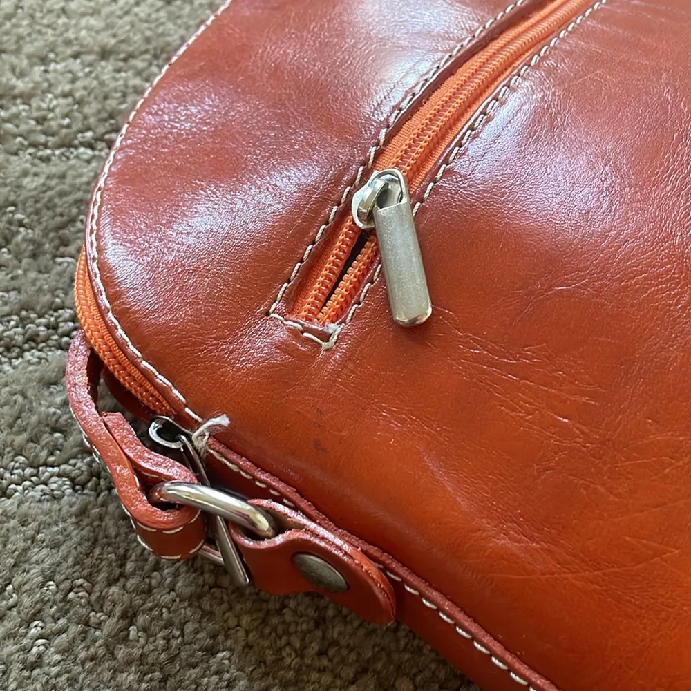 Vera Pelle T. Nobile made in Italy gorgeous orange leather crossbody bag Green - Image 14