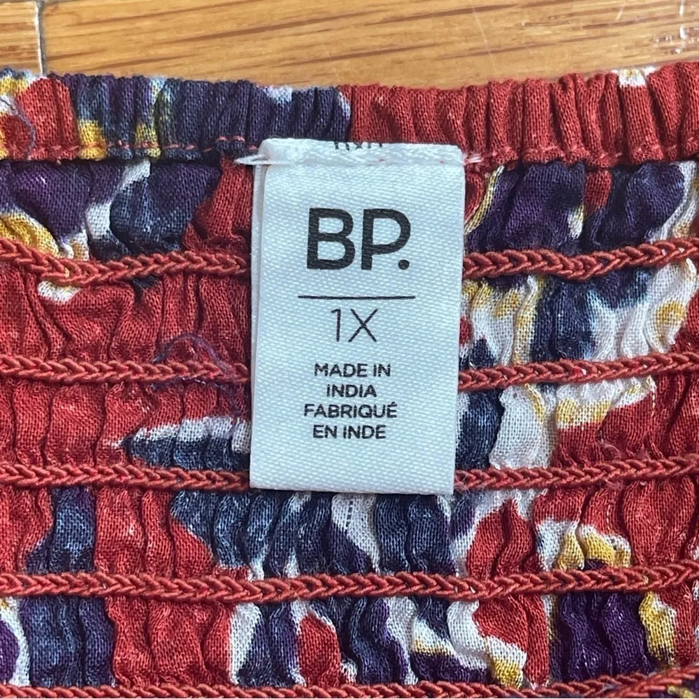 BP Floral Print Smocked Crop Top Puff short sleeves cotton blend Sz 1XL - Image 10