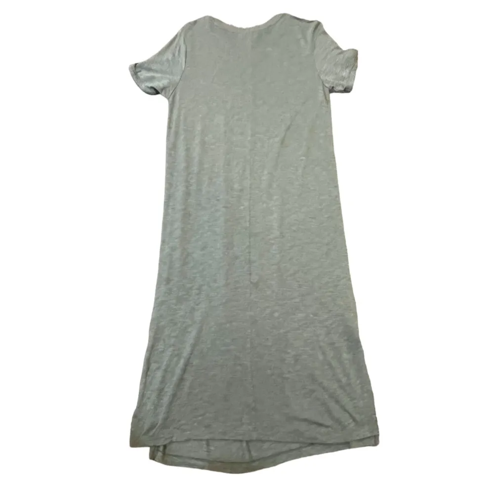 midi t-shirt dress size large green side slits pocket - Image 3