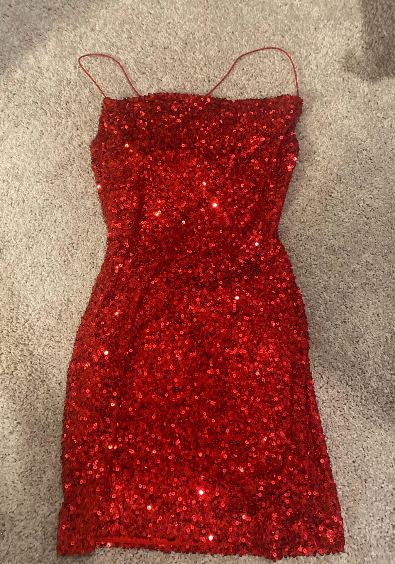 red mini dress sequin - Image 3