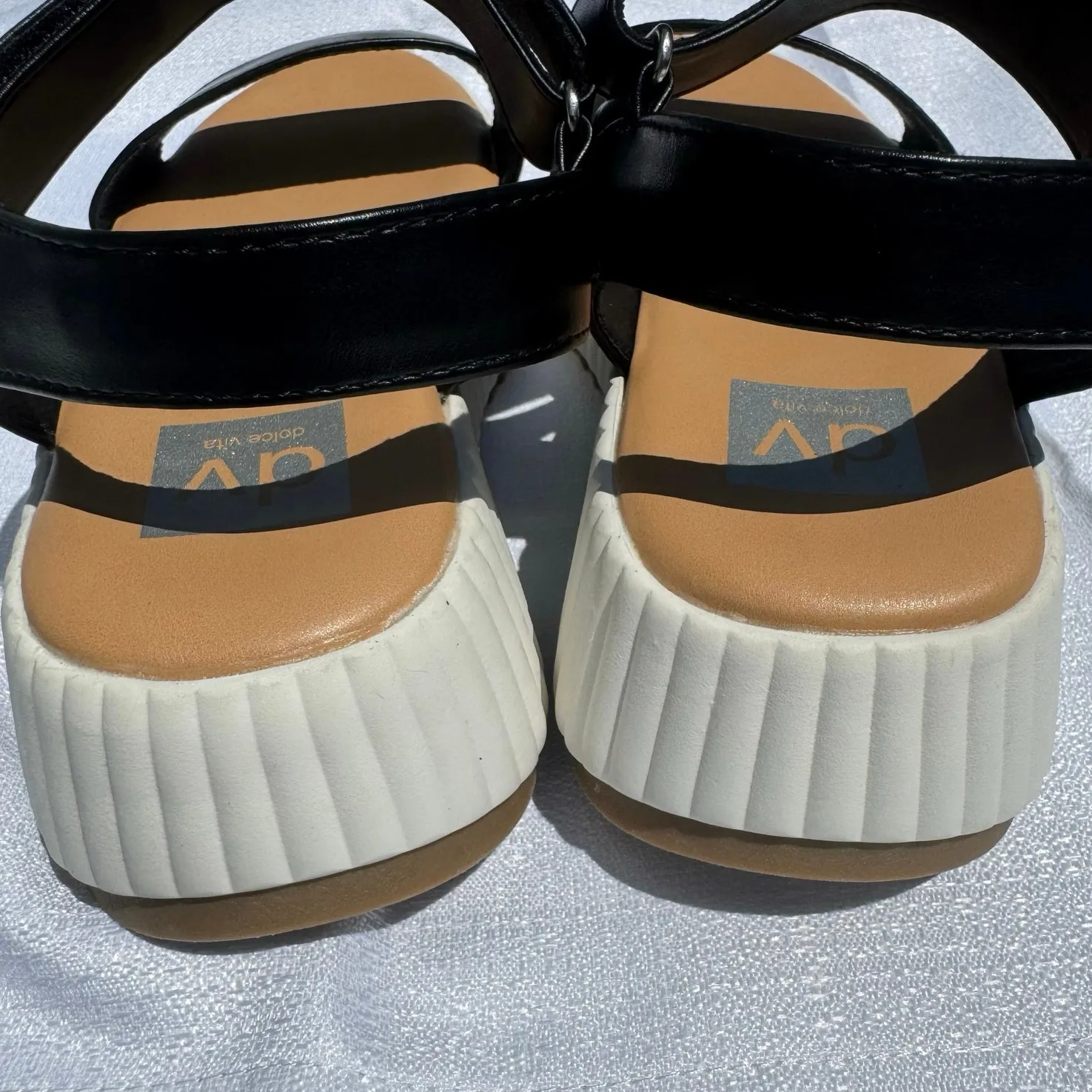 DV by Dolce Vita Finesse Sandals Black White Platform Strap Womens Size 8 Summer - Image 5