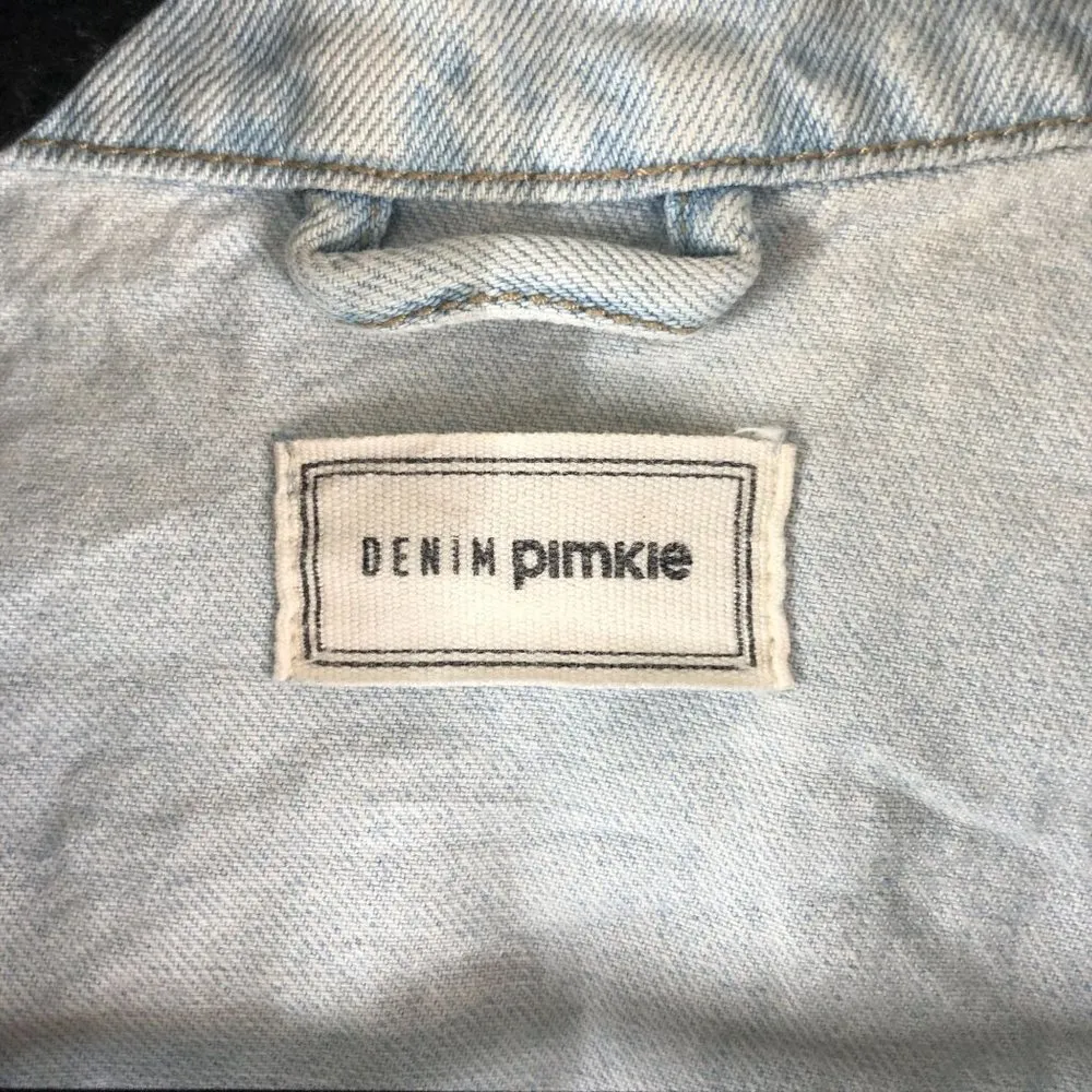 Pimkie Womens Denim Jacket Vintage Retro Trucker Distressed Light Wash L - Image 3