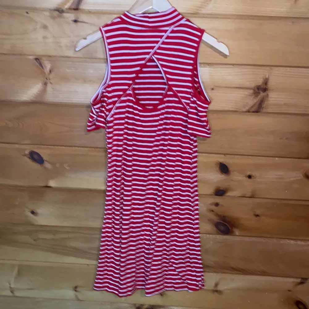 Red stripe open shoulder sundress - Image 4