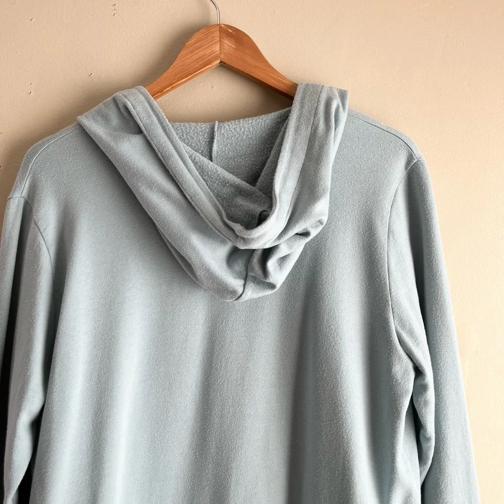 Eileen Fisher Organic Cotton Lyocell Blend Hooded Open Front Cardigan in Blue, M - Image 10