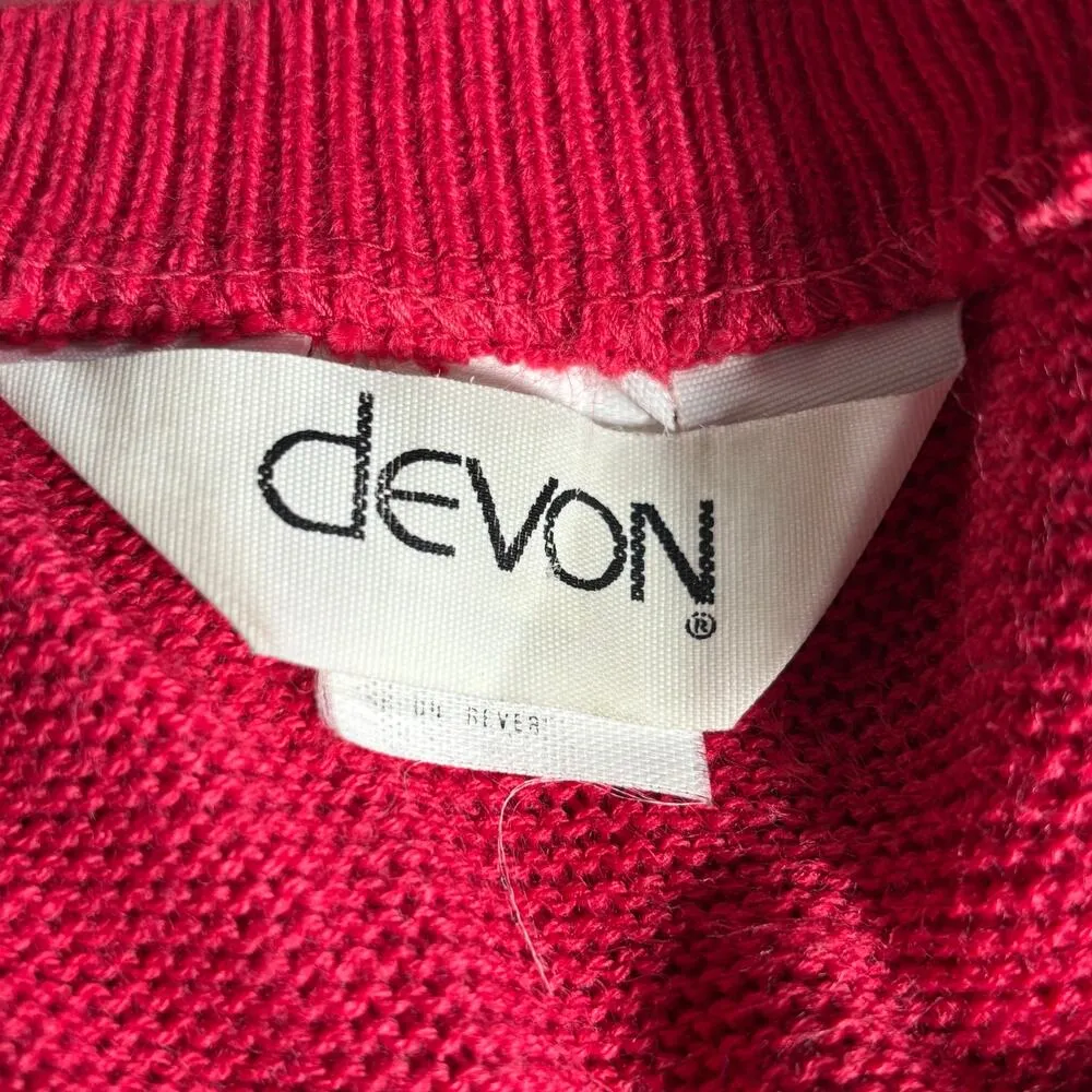 Vintage Devon Union Made Button Front Knit Sweater Vest Red Blue White Small - Image 8
