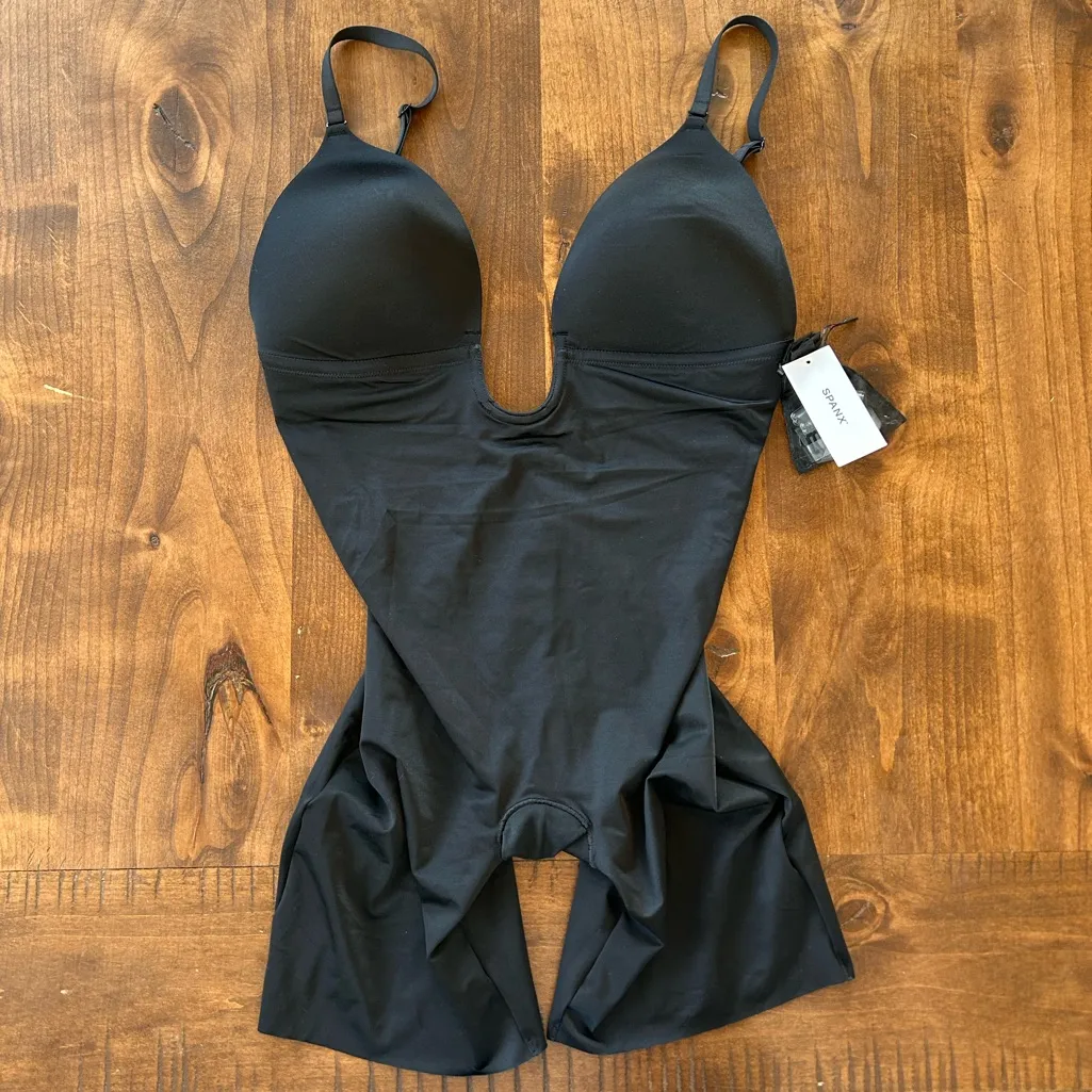 SPANX Suit Your Fancy Plunge Low-Back Mid-Thigh Bodysuit Black XL - Image 5