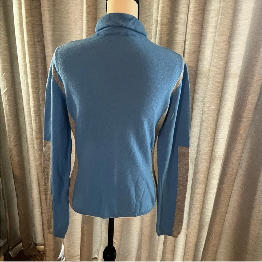 Rene Lezard Womens Blue Grey Gray Merino Wool Turtleneck Sweater Medium *FLAW - Image 14