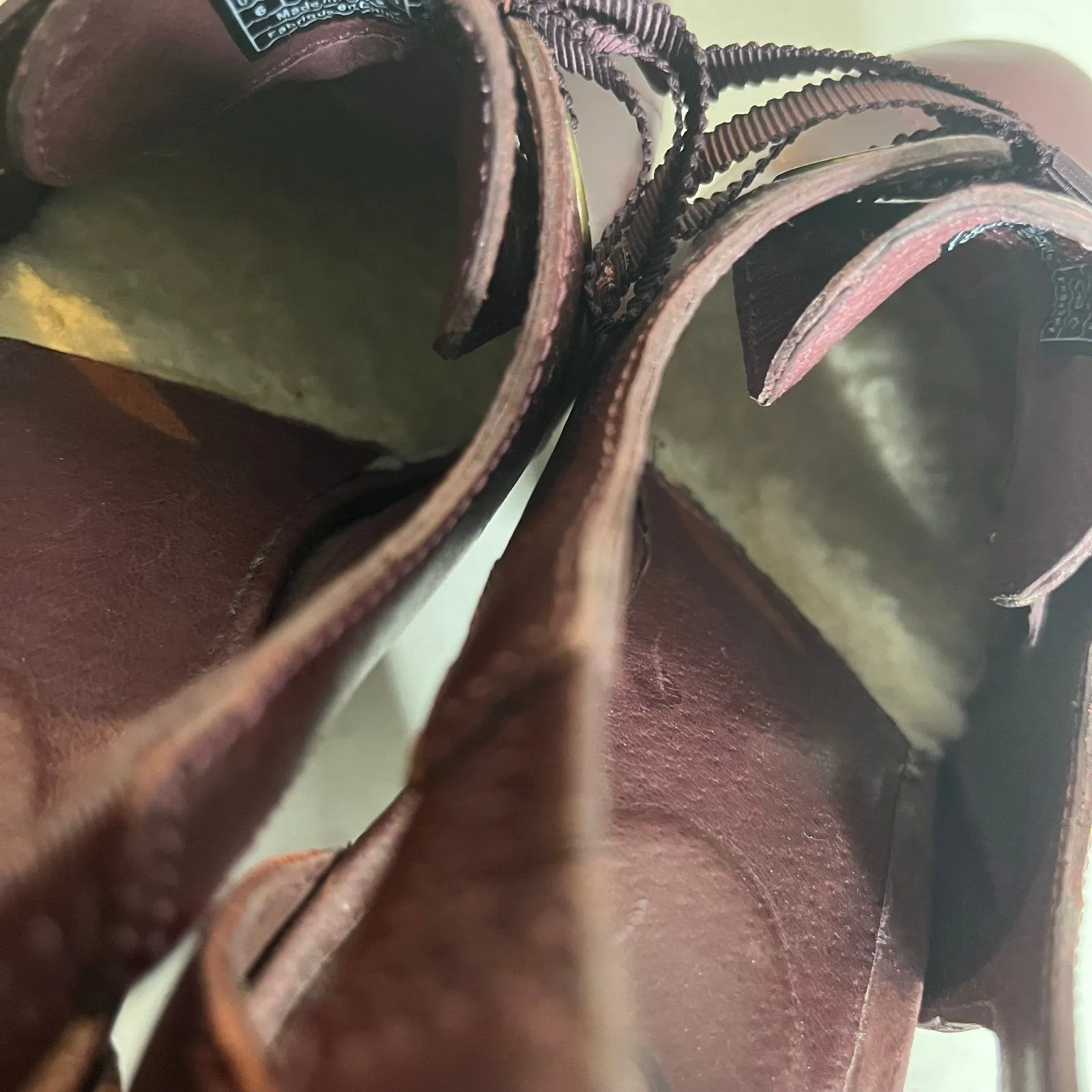 UGG Celestina Brown Shoes Leather Wood Studded Shearling Footbed Womens Size 6 - Image 7