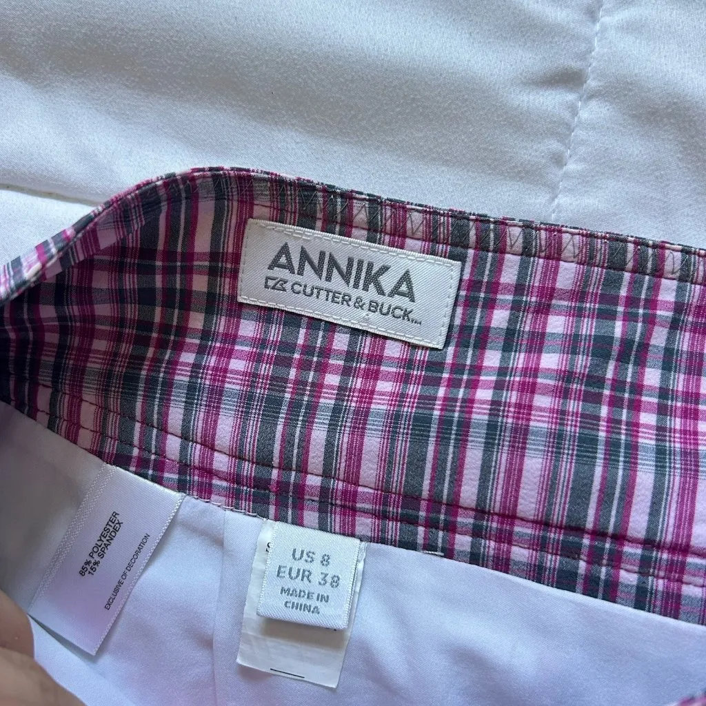 Annika Cutter & Buck Womens 8 Pink Plaid Golf Tennis Skort Skirt Shorts Stretch - Image 6