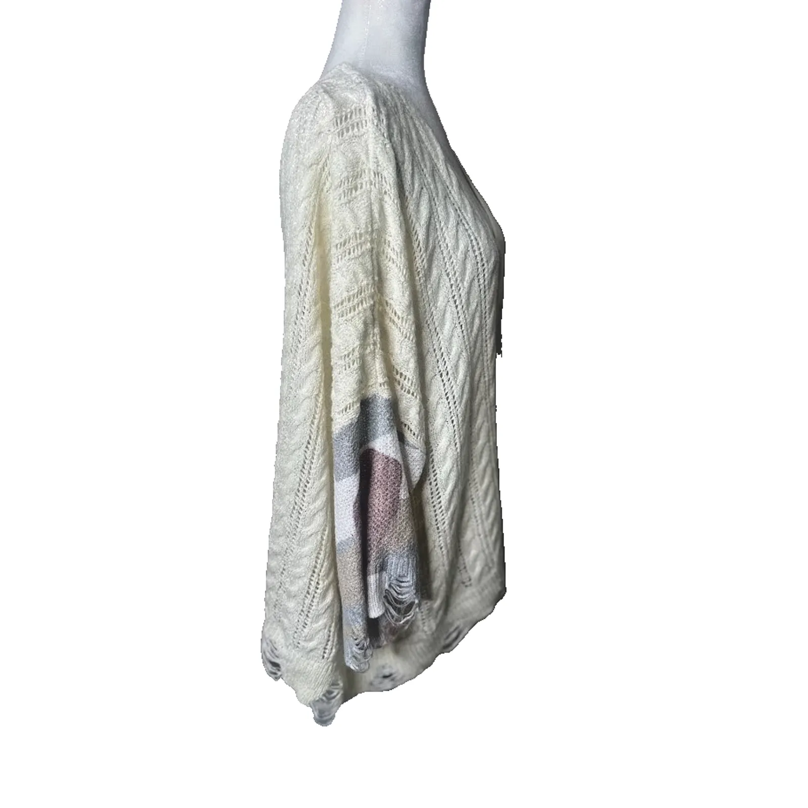 POL Oversized Dolman Sweater S Relaxed Lightweight Patchwork Camo Distressed - Image 5