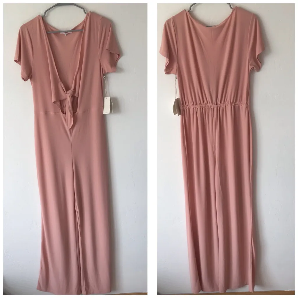 Revolve Tularosa Mabella Blush Tie Jumpsuit New With Tags Medium - Image 3
