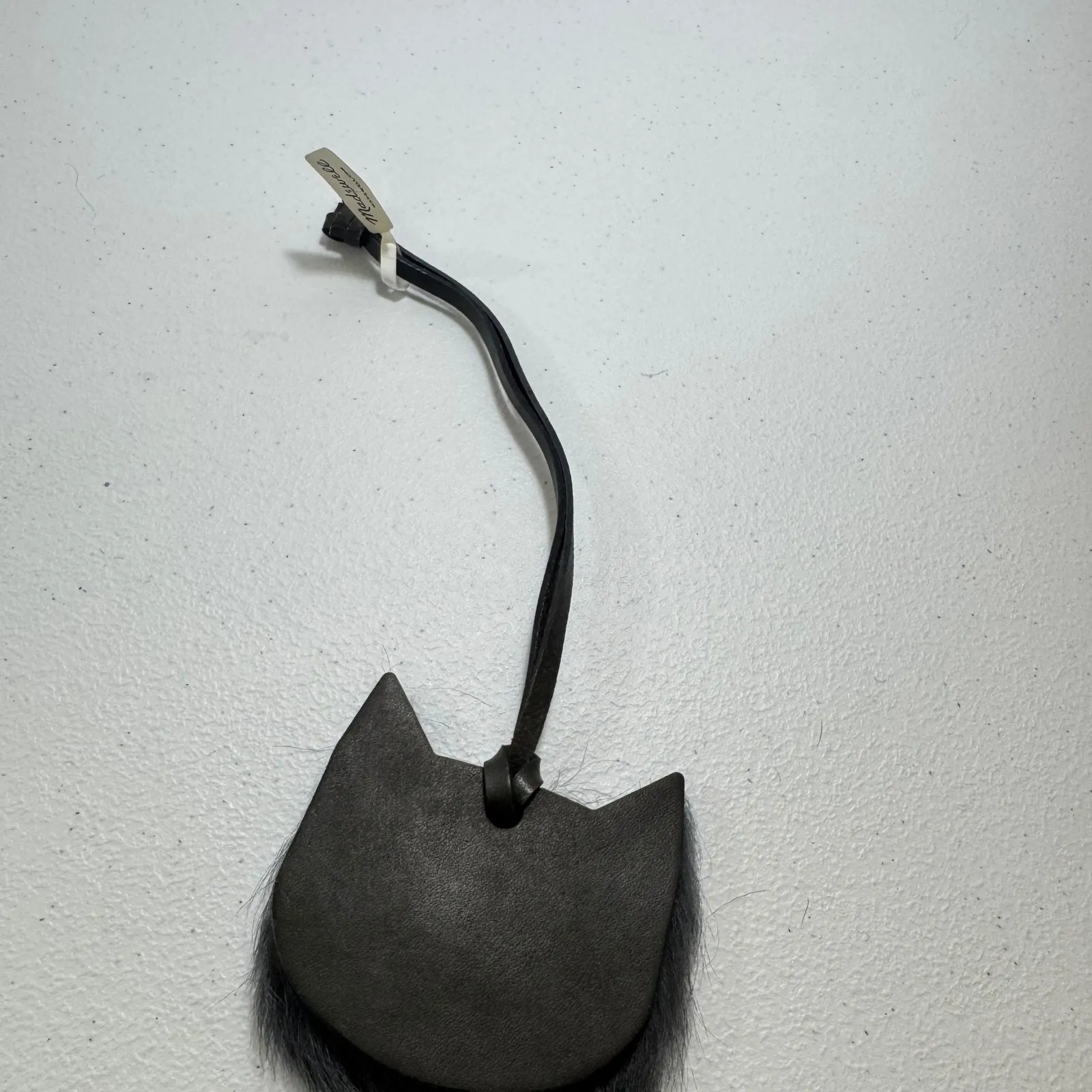 NWT  grey Shearing  black leater Cat Ear Charm Bag Tag Accessory OLD STOCK - Image 4