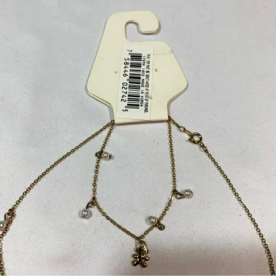 Vintage Deadstock Gold Teddy Bear & Bead Chain Necklace & Bracelet Set - Image 6