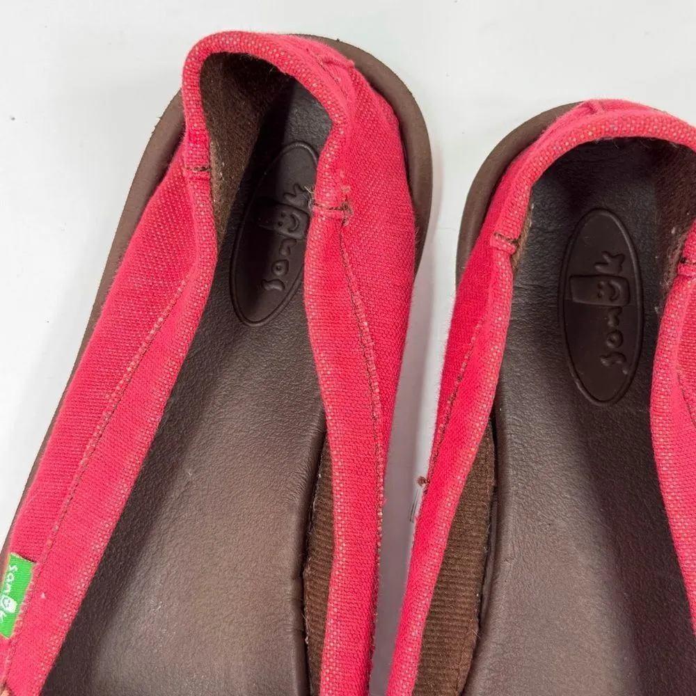 Sanuk Hemp Canvas Slip On Flats Loafer Shoes‎ Red Womens Size 10 - Image 9
