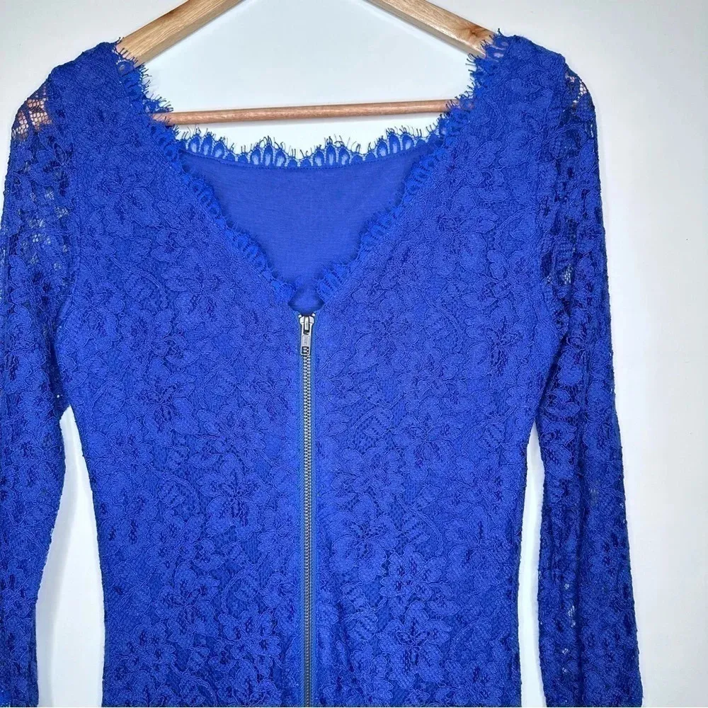 Diane Von Furstenberg Blue Zarita Lace Dress Size 8 - Image 8