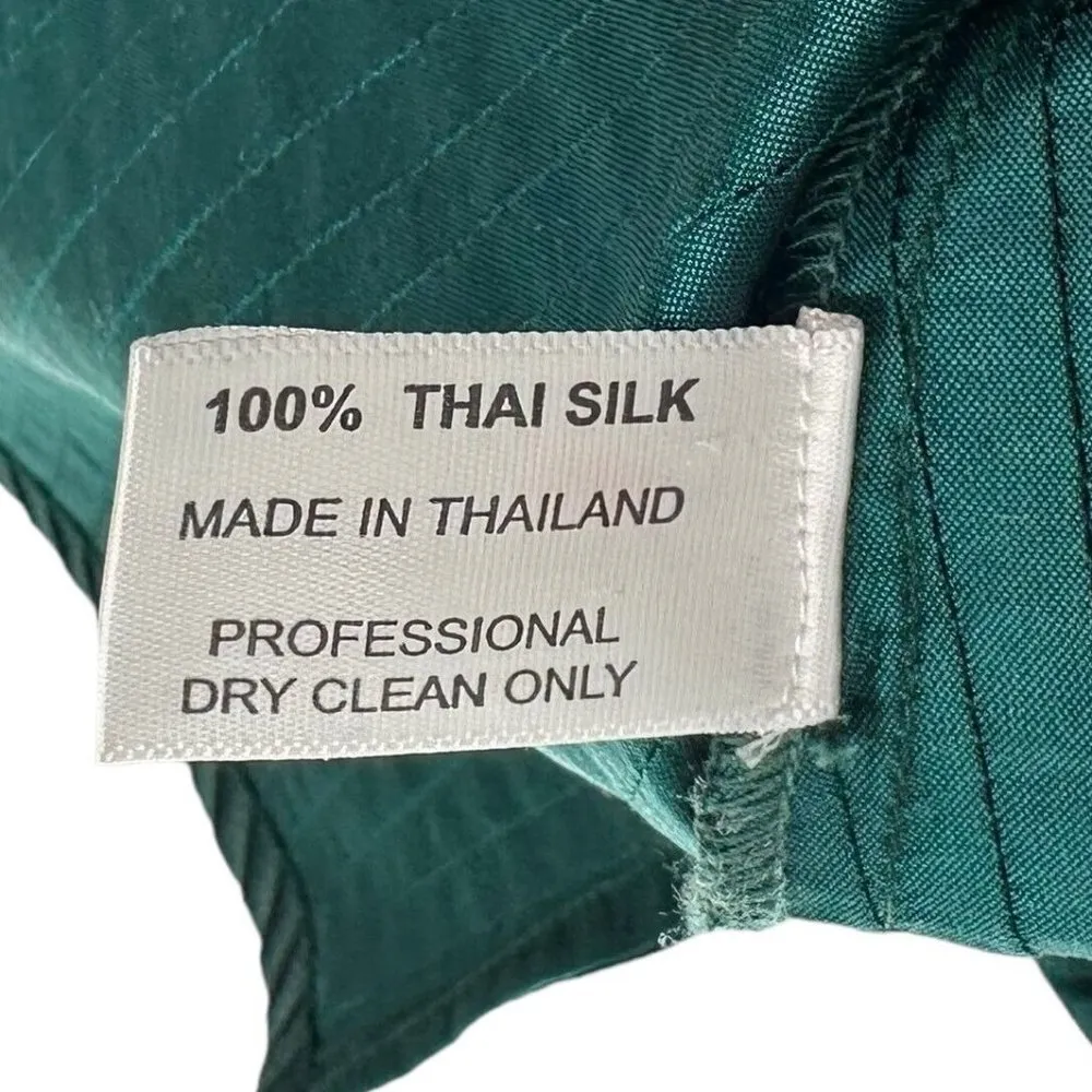 Marisa Baratelli Emerald Green Pleated Thai Silk Asymmetrical Tunic Top Size 12 - Image 5