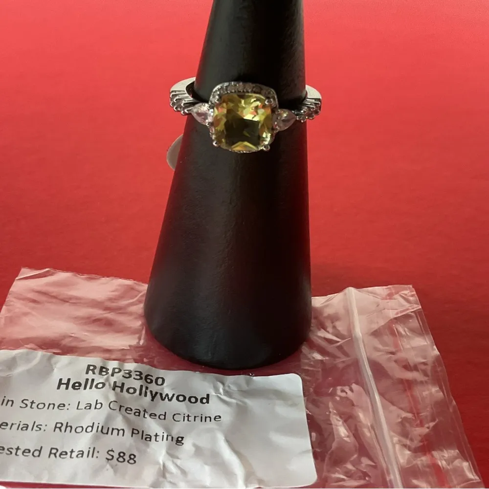 Bomb Party RBP3360 “Hello Hollywood” LC Citrine on Rhodium Size 8 Ring NWT - Image 4