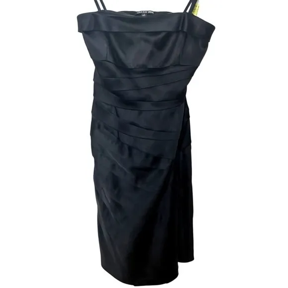 Gianni Bini NWT Black Satin Ruched Strapless Cocktail Dress Women's Size 0 Party - Image 2