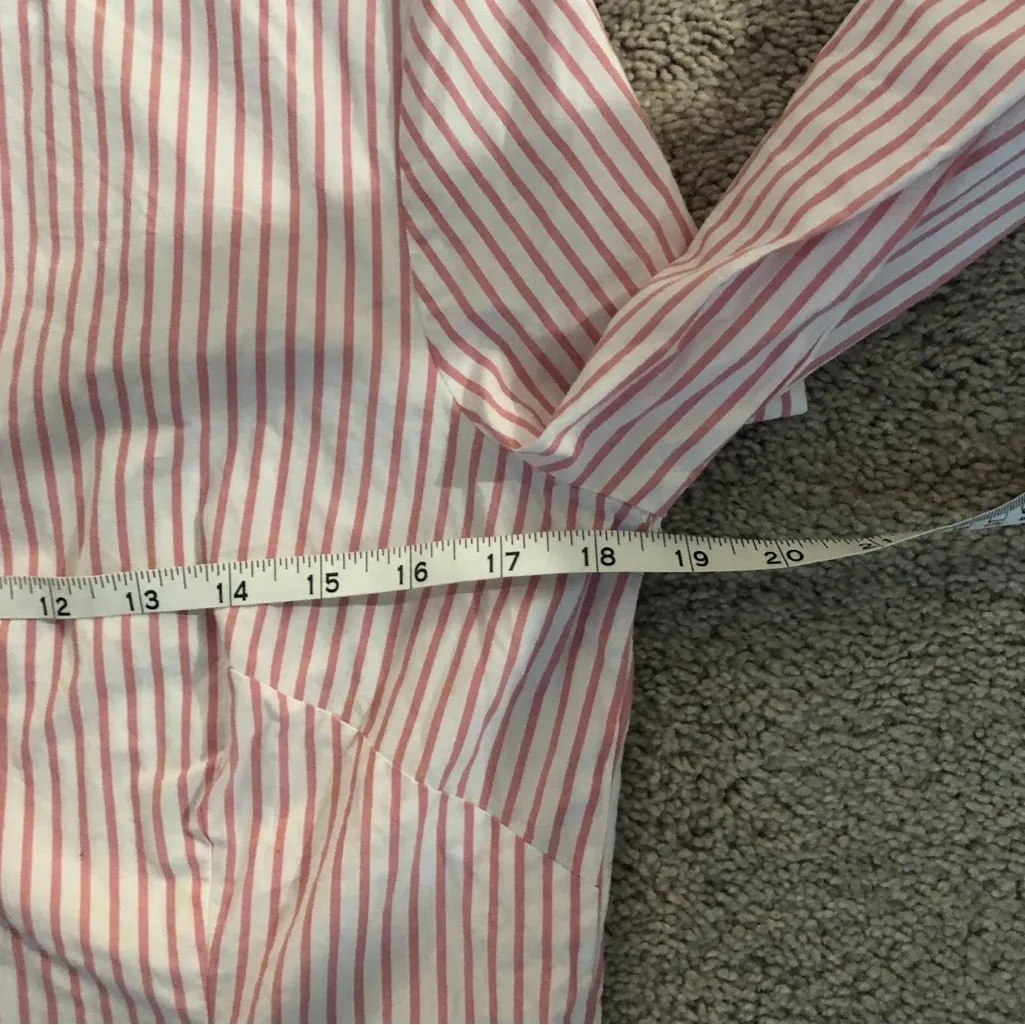Lilly Pulitzer Pink and White Striped Ruffle Button Front Top sz 8 - Image 5