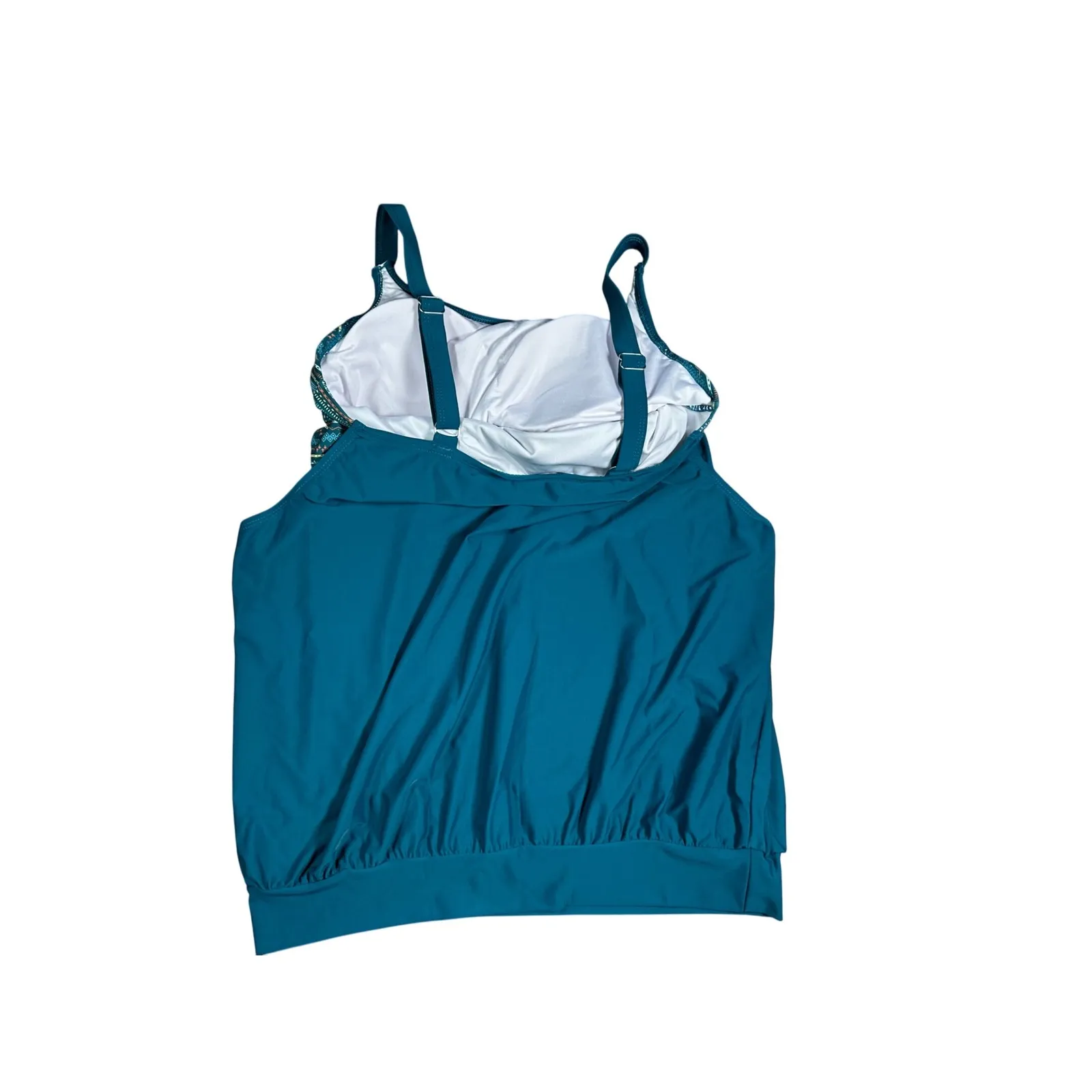 Bloomchic‎ Teal Tankini Top Swimsuit Plus Size 14/16 Adjustable Straps Green - Image 4