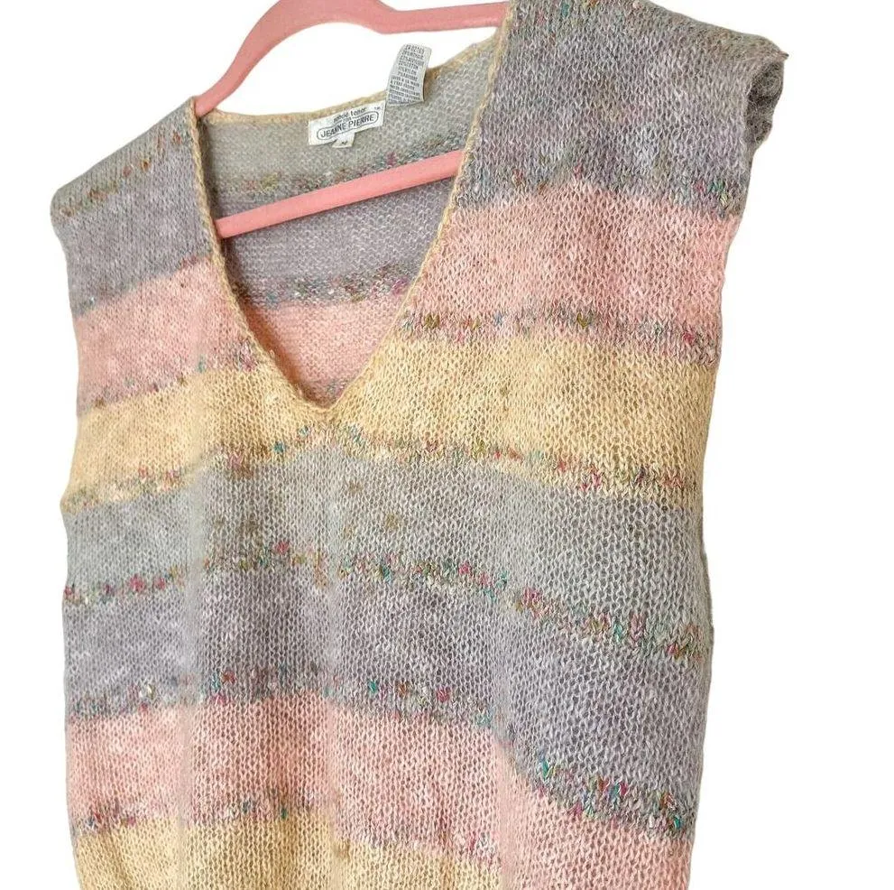 Vintage 90s Rainbow Sweater Vest Mohair Blend Medium - Image 2