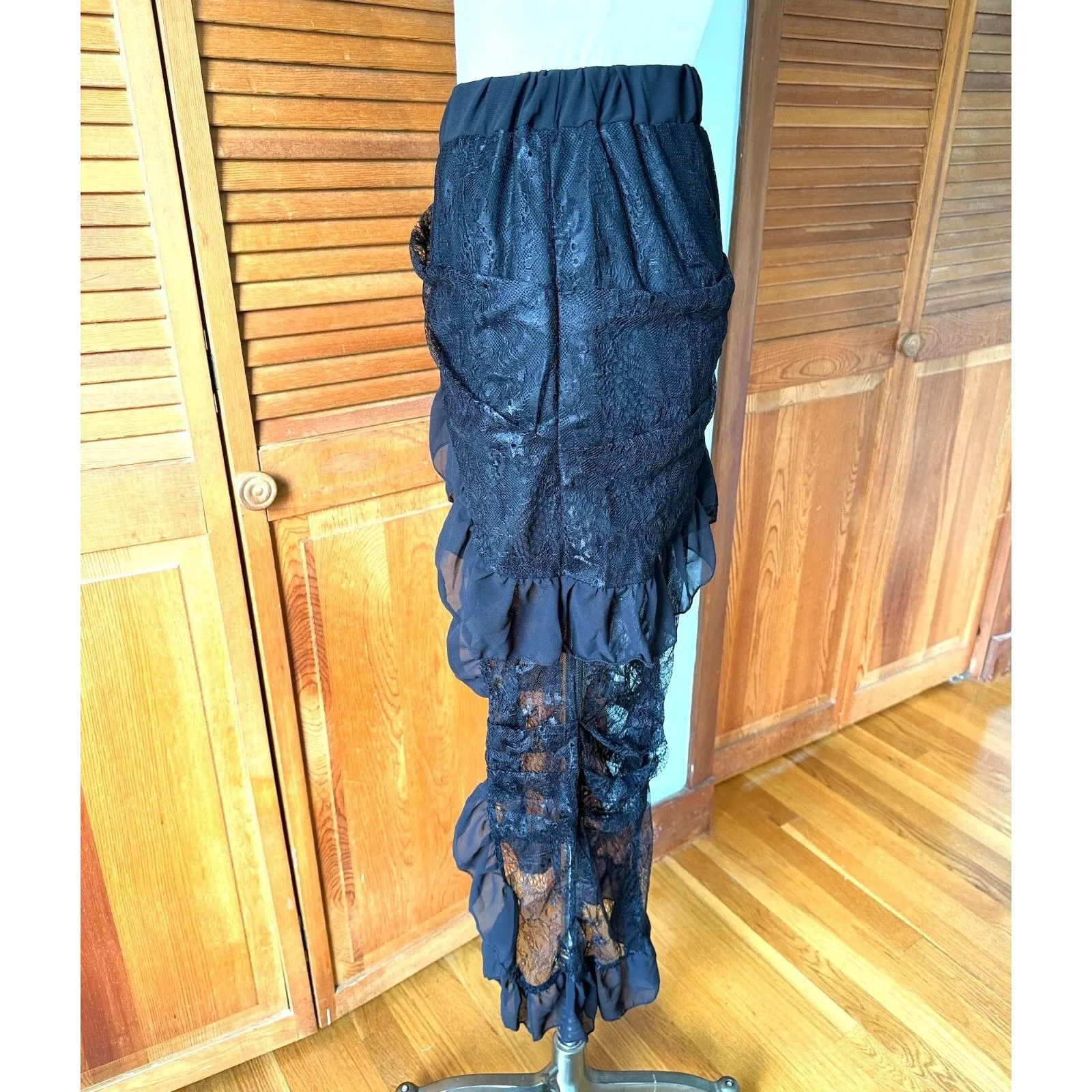 Gothic Lolita Punk Steampunk Victorian Cabaret Black Lace High Low Skirt S - Image 6