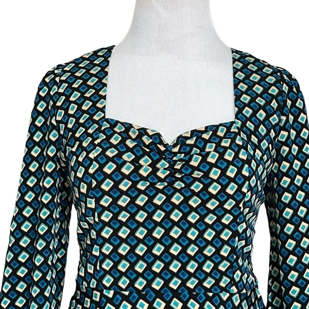 B.O.G. Band Of The Free Womens‎ Genevieve Teal Diamond Long Sleeve Mini Dress S - Image 4