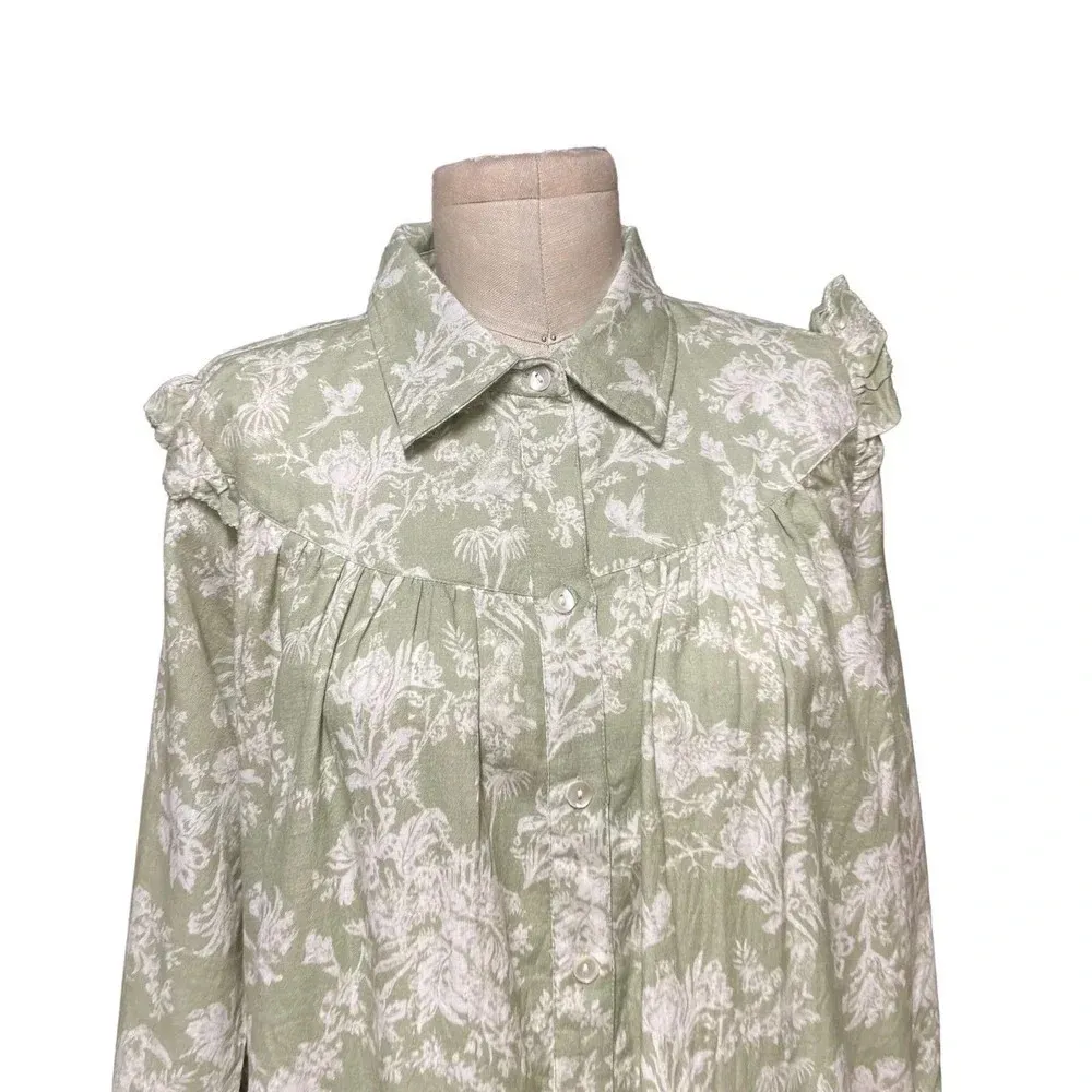 Roller Rabbit Caxias Darya Dress Sage Green White Floral Size Small - Image 4