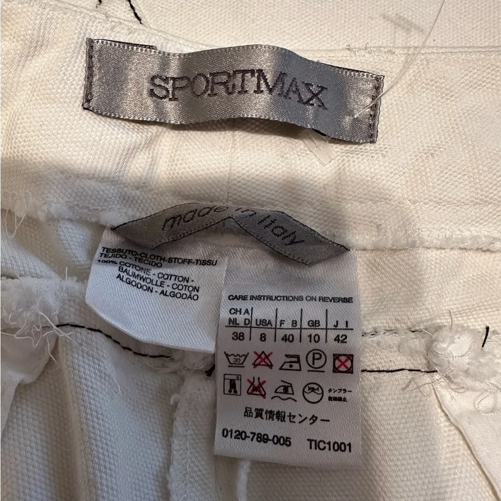 Sportmax Italian Denim Off-White Contrast Stitch Capri Crop Size 8 (IT 42) - Image 6