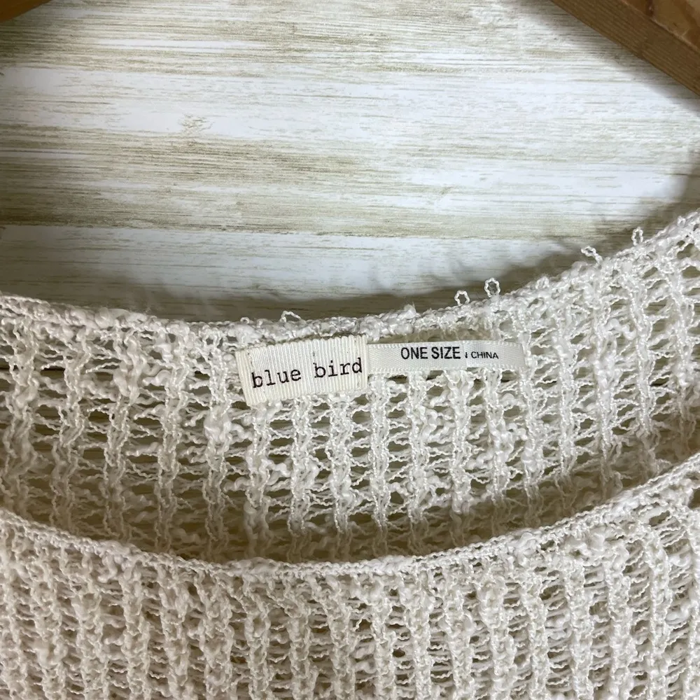 Blue Bird Oatmeal Beige Open Knit Beachy Sweater - Image 3