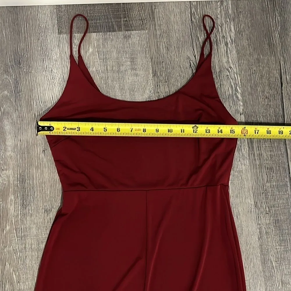 LUSH NWT high front slit slip dress burgundy - small - Image 5