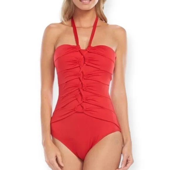 Apt. 9 Red Halter Neck Braided One-Piece Swimsuit - Image 29