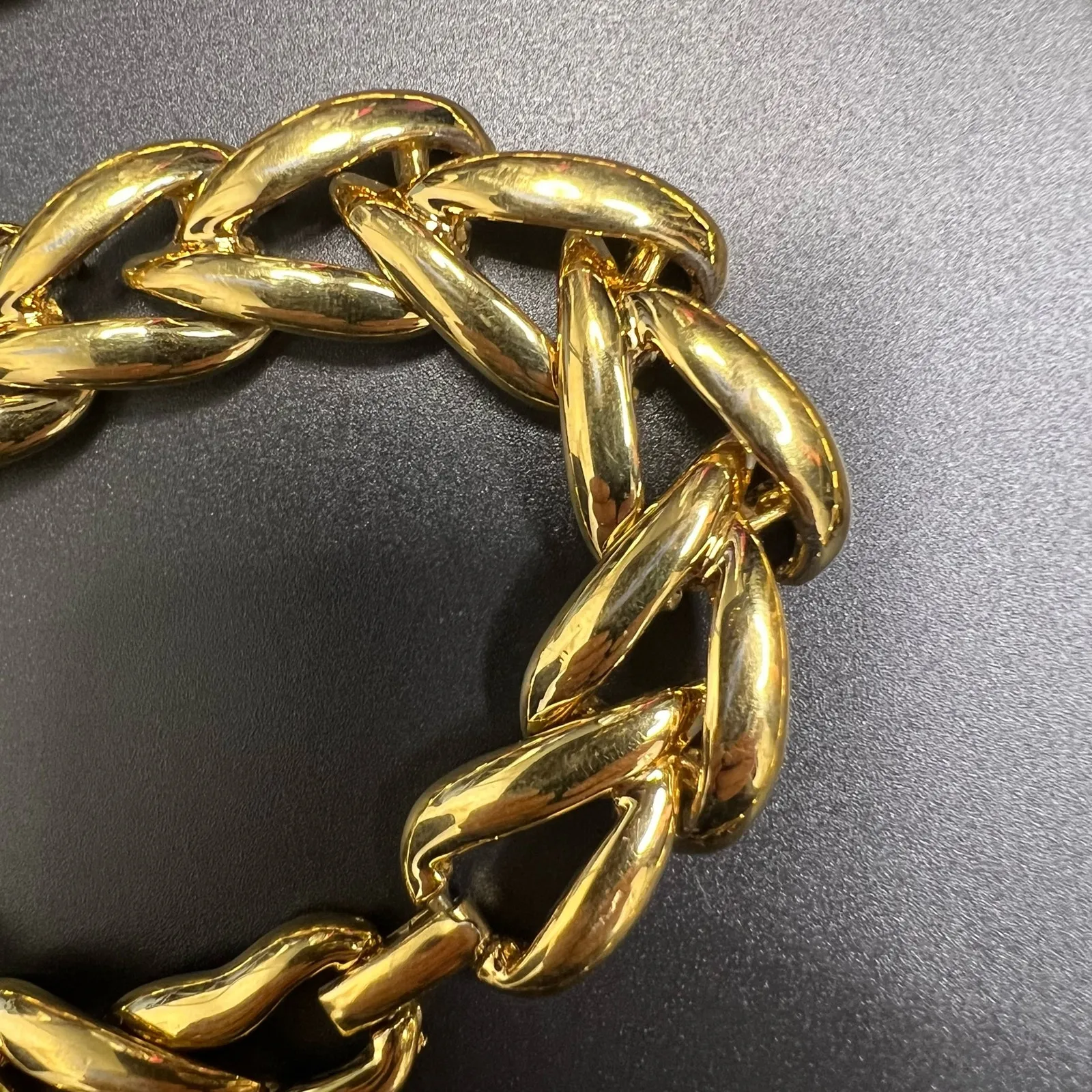 Vintage Napier Gold Tone Chucky Chain Chocker Necklace Bracelet Set - Image 6